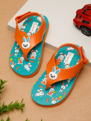 ONYC Boys & Girls Velcro T-bar Sandals(Orange , 2.5-3 Years)