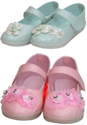 New Collection Girls Velcro Flats(Green , 5-5.5Years)