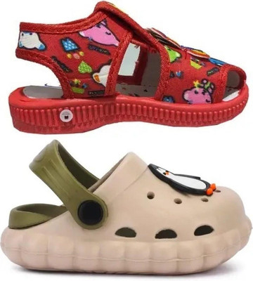 FEETPER Boys & Girls Slip-on Sports Sandals(Red , 10-11 Years)