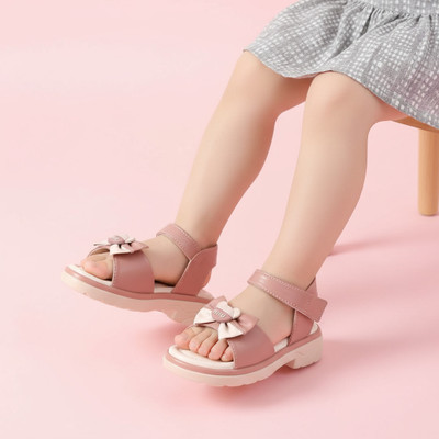 RIM FOOTWEAR Hello Kitty Girls Velcro Wedges(Brown , 6.5 - 7 years)