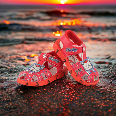 LEVOT Boys & Girls Velcro Strappy Sandals(Red , 9-12 MONTHS)