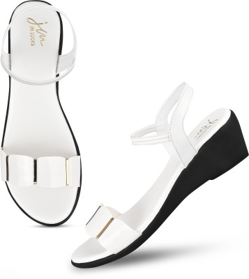 jm looks Girls Sling Back Wedges(White , 21yr And Above)