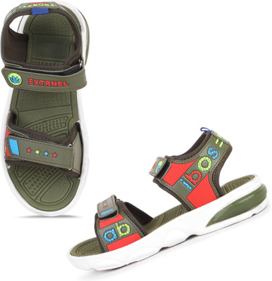 DRACKFOOT Boys & Girls Velcro Sports Sandals(Green , 7-8 Years)