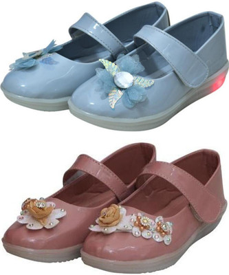 New Collection Girls Velcro Flats(Green , 7-5-8Years)
