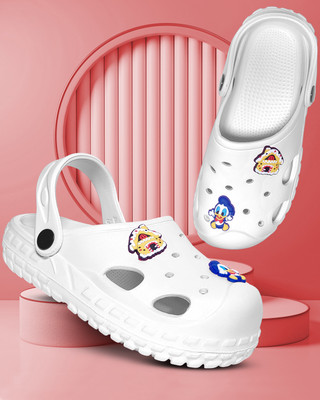 TieFit Boys & Girls Sling Back Clogs(White , 8-9)