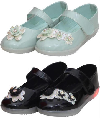 New Collection Girls Velcro Flats(Green , 5-5.5Years)