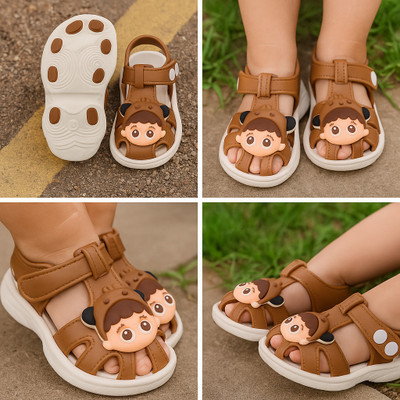 ASRON Boys & Girls Strap Sports Sandals(Brown , 9-12 Months)