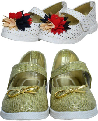 New Collection Girls Velcro Flats(Multicolor , 3-3.5Years)
