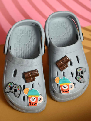 Yellow Bee Boys Sling Back Clogs(Grey , 5-5.5 Years)