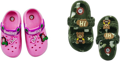 plushwalk Boys & Girls Slip-on Clogs(Dark Green , 18 to 24 Months)