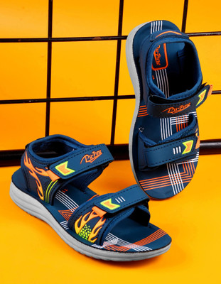 Pu-Pine Boys Velcro Sports Sandals(Blue , 3.5 - 4 Years)