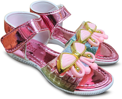 TrendStation Girls Velcro Strappy Sandals(Pink , 6.5-7 Years)