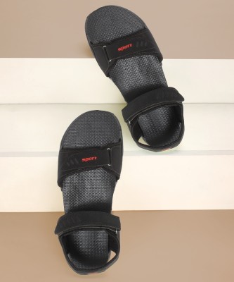 Airland Boys & Girls Velcro Sports Sandals(Black ,)