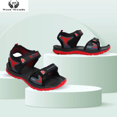 foot trends Boys & Girls Velcro Sports Sandals(Black ,)