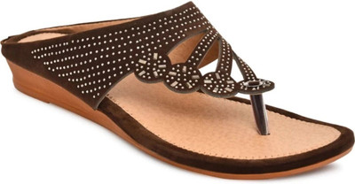 K' Footlance Girls Slip-on Flats(Brown , 16 Years & Above)