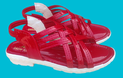 NEWLATESTGOODLOOKING & PERFECTFEELING WITH DEVICE Girls Sling Back Flats(Red , 8-8.5 year)