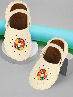 GOKIK Boys & Girls Sling Back Clogs(Cream , 2 - 2.5 year)