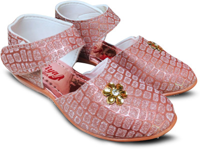 TrendStation Girls Velcro Strappy Sandals(Beige , 3-3.5 Years)