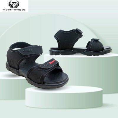 foot trends Boys & Girls Velcro Sports Sandals(Black ,)