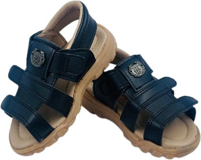 Little Legs Boys Velcro Flats(Black , 11 - 12 Years)