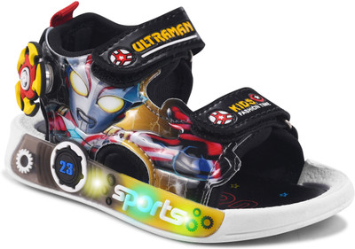 kats Boys & Girls Velcro Strappy Sandals(Black , 4.5-5 YEARS)