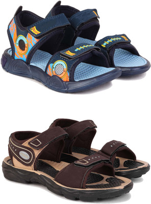 PENNEN Boys & Girls Velcro Sports Sandals(Brown , 10-11 Years)