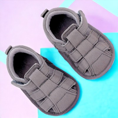 Baby Moo Boys & Girls Velcro Flats(Grey , 0-3M)