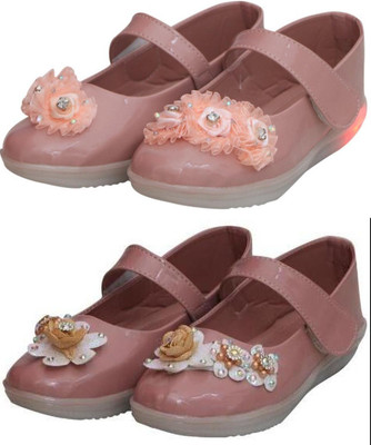 New Collection Girls Velcro Flats(Green , 7-7.5Years)
