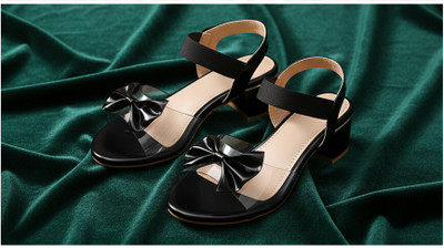 Tecotoes Girls Sling Back Heels(Black , 10-11 Year)