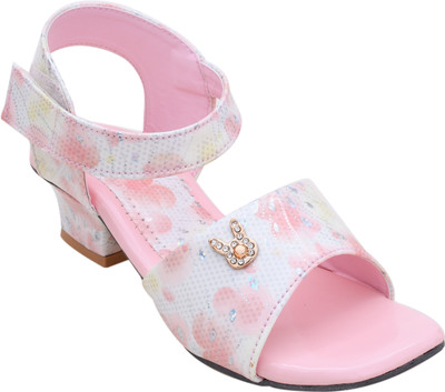 BRUTON Girls Velcro Heels(Pink , 5.5-6 Year)