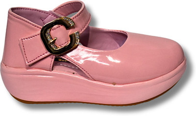 footpedia Girls Velcro Flats(Pink , 7-7.5 YEARS)