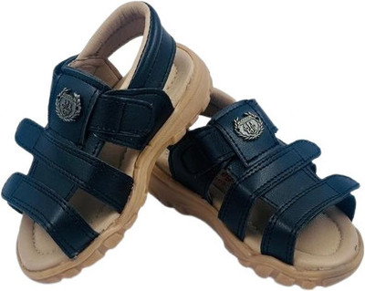 Little Legs Boys Velcro Flats(Black , 2.5- 3 Years)