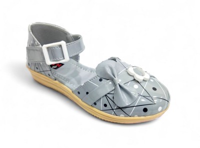 FIRST CHOICE TRADING Girls Buckle Flats(Grey , 7.5-8 YEAR)