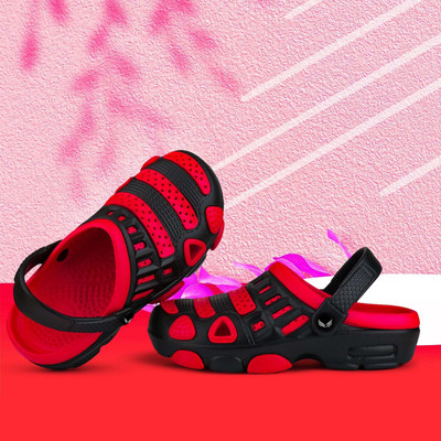 BERSACHE Boys & Girls Velcro Slipper Flip Flop(Red , 8 - 9 Years)