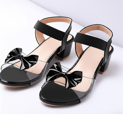 Tecotoes Girls Sling Back Heels(Black , 8-9 Year)