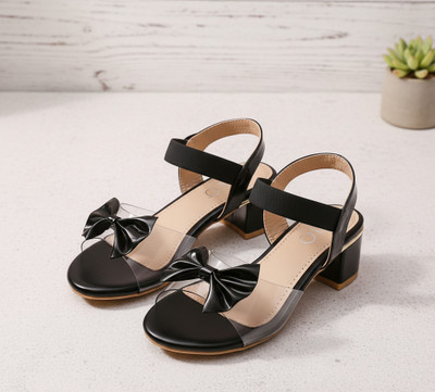 Tecotoes Girls Sling Back Heels(Black , 11-12 Year)