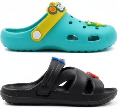 plushwalk Boys & Girls Slip-on Clogs(Green , 2.5 to 3.0 Years)