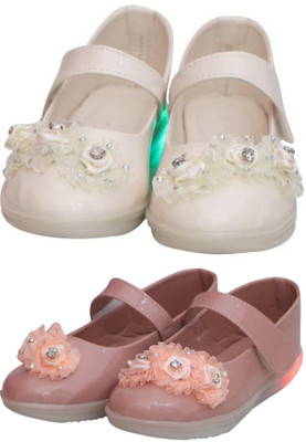 New Collection Girls Velcro Flats(Multicolor , 7-5-8Years)