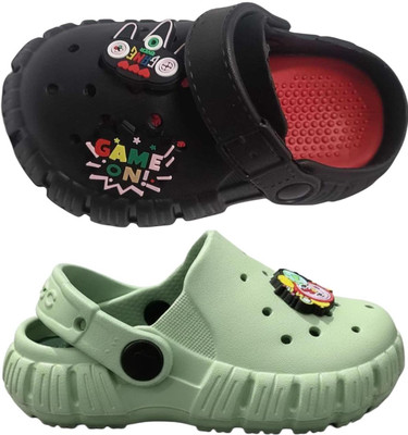 FEETPER Boys & Girls Slip-on Sports Sandals(Black , 9-10 Years)