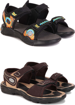 DRACKFOOT Boys & Girls Velcro Sports Sandals(Brown , 11-12 Years)