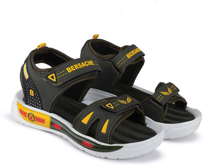 BERSACHE Boys Velcro Flats(Black , 2.5-3 Years)