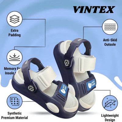 Vintex Boys & Girls Strap Flats(Grey ,)