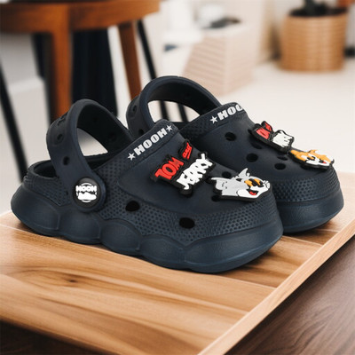 Hooh Tom & Jerry Boys & Girls Sling Back Clogs(Black , 12-15 Years)