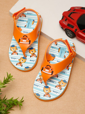 ONYC Boys & Girls Velcro T-bar Sandals(Orange , 3-3.5 Years)