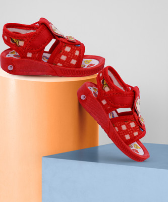 BOOMER CUBS Boys & Girls Velcro Peep Toes(Red , 18-24 Months)