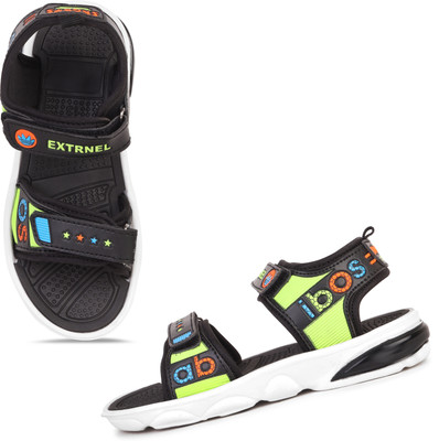 DRACKFOOT Boys & Girls Velcro Sports Sandals(Black , 7-8 Years)