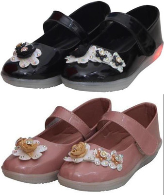 New Collection Girls Velcro Flats(Green , 7-7.5Years)