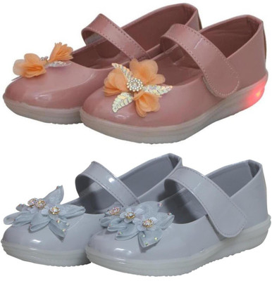 New Collection Girls Velcro Flats(Brown , 3.5-4Years)