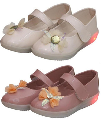 New Collection Girls Velcro Flats(White , 1-2 Years)
