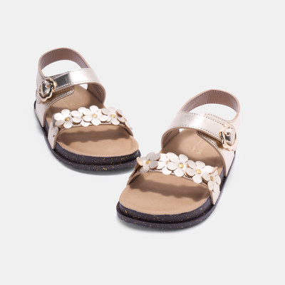 Pantaloons Junior Girls Slip-on Strappy Sandals(Gold ,)